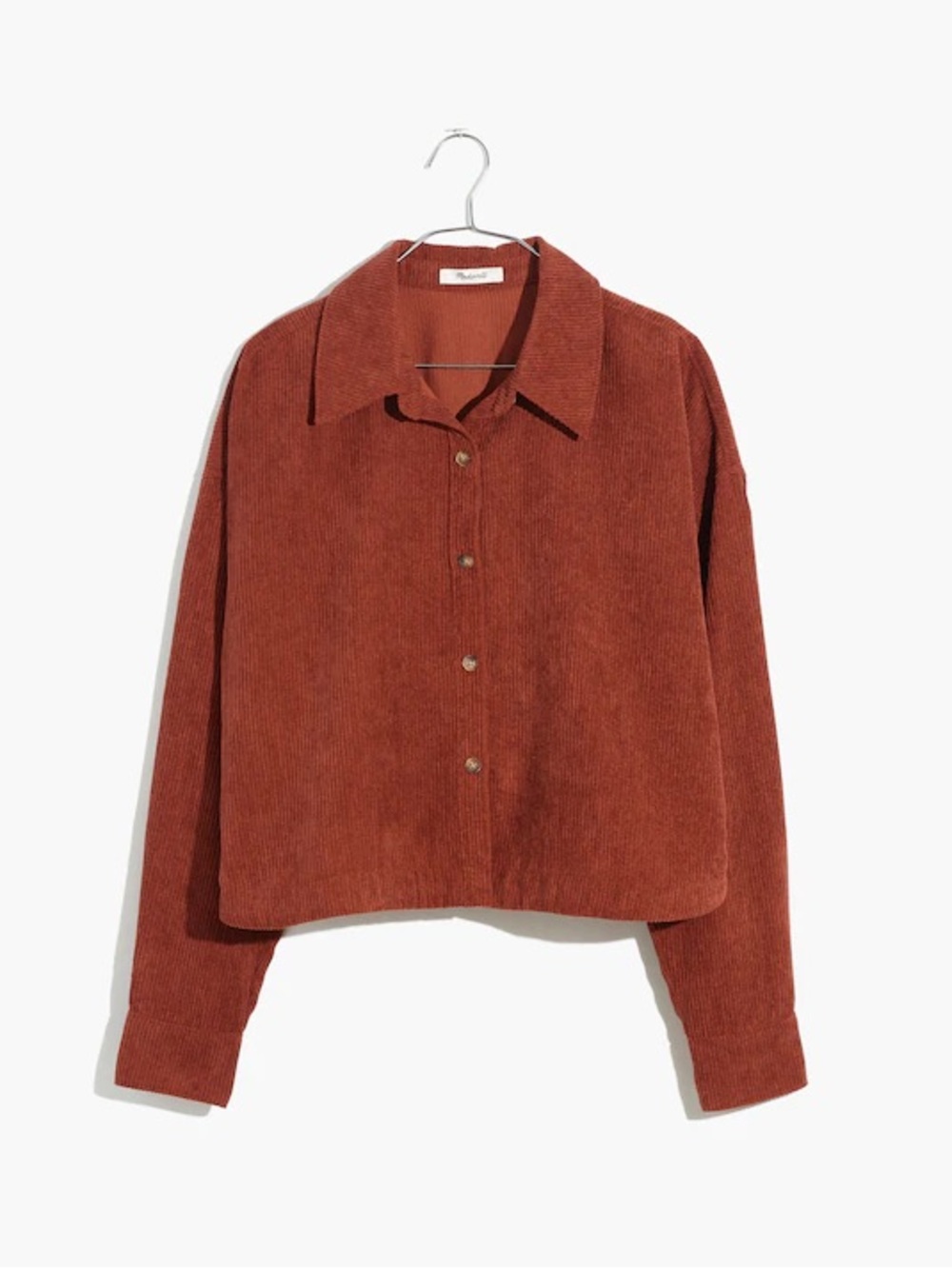 Madewell Corduroy Hartfield Crop Shirt - Dusty Redwood